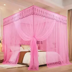 180*200*190Cm Romantis Putri Ratu Ukuran Tempat Tidur Ganda Jaring Kanopi Tenda Nyamuk Jala Bordir Renda Lipit Kelambu untuk Tempat Tidur