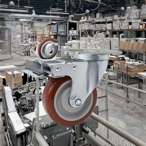 Großhandel 3/4/5 Zoll PU Rad rollen Verriegelung bremse Massive rot plattierte Lenkräder Stahl Polyurethan Lautlos drehbar für OEM - Product Image 3