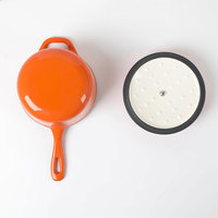 Marmite en fonte émaillée à double poignée, couleur dégradée, finition antiadhésive, pour camping en extérieur, compatible gaz/induction