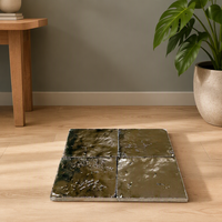 Carreaux muraux en céramique modernes faits à la main, effet métallique brillant ondulé, 600x600mm, Zellige, pour crédence de cuisine et décoration de salle de bain