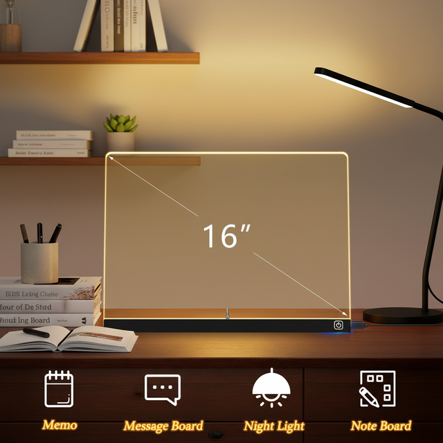 Rechargeable 16inch LED DIY Drawing Message Note Board 7 Colors Light Acrylic Dry Erase Board Copying Board for Kids Room Store