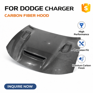 Capot en fibre de carbone pour Dodge Charger 2015-2024 Remplacement du capot avant |   Style OEM adapté |   Style Hellcat - Product Image 1