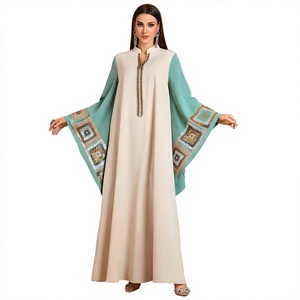 Vestido Kaftan Abaya Modesto para Mujer, Cuello Redondo, Manga Larga, Largo hasta el Tobillo, Bordado con Lentejuelas, para Uso Diario - Product Image 4