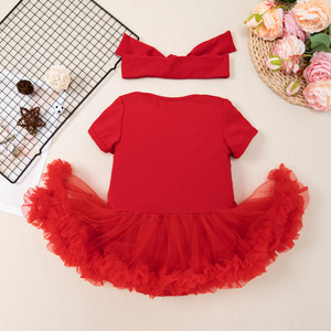 Vestido de Princesa Navideño para Bebé, Moda Otoñal, Estampado de Papá Noel, Rojo y Verde, Tul, Malla, Conjunto de 2 Piezas, Falda y Romper para Fiesta de Recién Nacido - Product Image 1