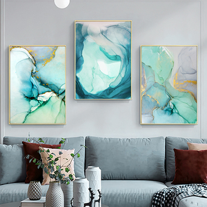 Decoración del Hogar, Impresión Artística Moderna <span class=keywords><strong>de</strong></span> Mármol con Vetas Azules y Doradas, Póster, Cuadro en Lienzo, Pintura Abstracta para Decoración <span class=keywords><strong>de</strong></span> Paredes - Product Image 5