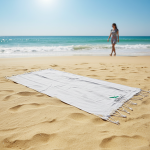 Telo Mare Turco Extra Large Personalizzabile con LOGO, 100% Cotone Tinta Unita, Peshtemal con Nappe, Pre-lavato, Anti-sabbia - Product Image 4
