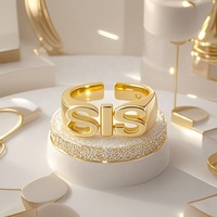 Jiachen Maßgefertigter Wasserdichter Klassischer Legierungs-Rhodium 18K Gold Offener Verstellbarer Sisterhood Collection Unisex Mode-Schmuckring
