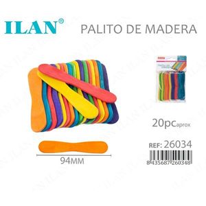 Palitos de Madera para Helado Ilan de 94 mm, 20 Unidades, Vajilla Colorida para Fiestas - Product Image 1