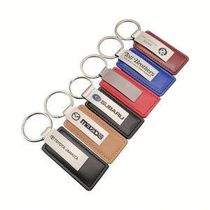 Porte-clés mousqueton en alliage de zinc et cuir avec logo personnalisé en relief – Léger, plusieurs couleurs – Souvenir de luxe pour la promotion de votre marque - Product Image 1