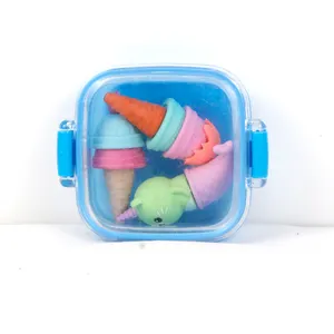 Soododo nuovi prodotti promozionali scatola portaoggetti 3D matita a forma di gatto animale gomma da cancellare per gelato a sirena