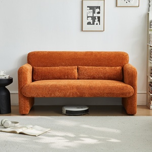 Modern Two Seat Square Fabric KD <b>Sofa</b> Set In Stock Cushion Back Upholstered Easy-Install <b>Wooden</b> <b>Frame</b> Villa Apartment - Product Image 2
