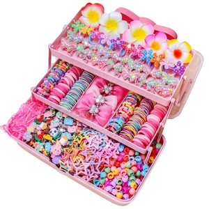 Ensemble d'accessoires pour cheveux pour filles, pinces à cheveux multi-styles, élastiques pour cheveux, kit de bijoux avec boîte de rangement pour les tenues quotidiennes des enfants - Product Image 4