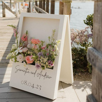 Panneau de Bienvenue Pliable Personnalisé en Fleurs, Décoration Luxueuse pour Mariages, Support de Bienvenue avec Boîte à Fleurs