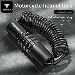 TOSUOD Cadenas <span class=keywords><strong>antivol</strong></span> 4 chiffres en alliage de zinc <span class=keywords><strong>pour</strong></span> vélo, câble en acier de 150 cm, <span class=keywords><strong>pour</strong></span> casque de moto et vélo, portable et durable - Product Image 2