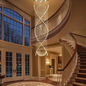 Décoration intérieure de luxe moderne GU10 LED Ampoule Loft Appartement <span class=keywords><strong>Lustre</strong></span> en cristal Long <span class=keywords><strong>Lustre</strong></span> pour haut plafond Hôtel Maison Escalier - Product Image 3