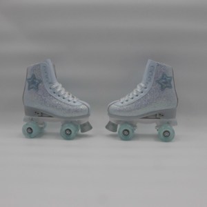 Patins à roulettes Quad en plein air pour femmes et filles de haute qualité roue en cuir scintillante avec produit à rouleaux clignotants en PVC avec dent bleue - Product Image 4