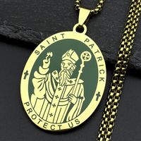 Collier Hip Hop en Acier Inoxydable Style Européen et Américain, Collier de Protection Saint Patrick Irlandais, Bijoux