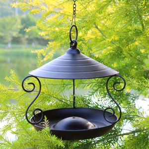 Mangeoire à oiseaux suspendue noire élégante, décoration de jardin en métal durable, attire divers oiseaux, idéale pour l'extérieur, pour tous les oiseaux - Product Image 5