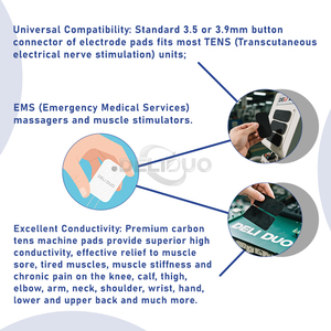 OEM/ODM Ems elettroterapia elettroelettrocuscinetti riutilizzabili in gomma a scatto decine tamponi autoadesivi riutilizzabili patch unità elettrodi - Product Image 6