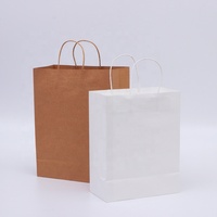 Sacs à emporter jetables avec logo personnalisé, sacs en papier kraft brun et blanc pour l'emballage à emporter