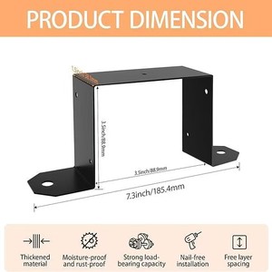 Supports de poteaux de clôture réglables en acier noir avec attaches de <span class=keywords><strong>poteau</strong></span> à sangle, épaisseur 5 mm, revêtement poudré pour poteaux décoratifs extérieurs - Product Image 4