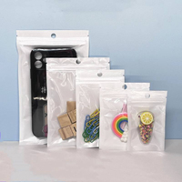 Sachets refermables blancs nacrés avec fermeture éclair, fenêtre transparente et trou de suspension, pochettes en plastique pour emballage de boucles d'oreilles, bagues, trombones et petites pièces