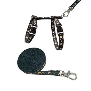 Teemerryca猫の襟ハーネスとリーシュセット屋外ウォーキングエスケーププルーフ調整可能ソフト安全ストラップスタームーンデザイン - Product Image 3