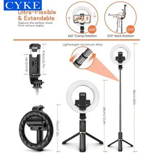 Cyke Hot Koop Q07 6 Inch Selfie Ring Verlichting Met Statief Video Selfie Stok Led Ring Lamp Battery Operated luz Ring Licht