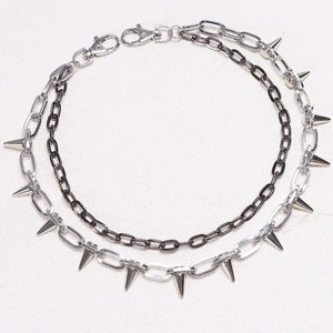 Cadena de cintura de doble capa con púas de aleación estilo punk Yueli para hombres y mujeres, decoración informal para vaqueros, cadena corporal de moda. - Product Image 2