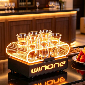 Plateau à shots en acrylique lumineux à LED pour 6 ou 12 verres, personnalisable avec logo, pour événements et décoration de lounge - Product Image 2