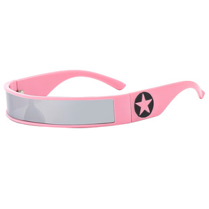 Shield Sunglasses <b>Mirror</b> Lenses UV400 Punk Style Unisex Adult Parties Fashion <b>Star</b> Design - Product Image 2