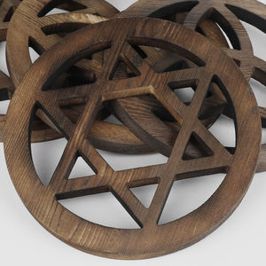 Ornements en bois de couleur vintage pour la décoration de la maison, motifs en bois ajourés en étoile à cinq branches et en nœud triangulaire - Product Image 4