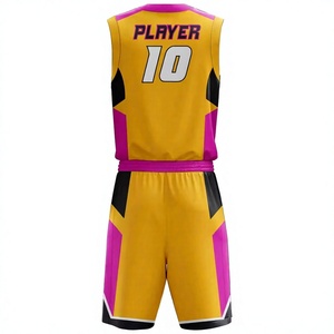 Uniforme de basket-ball personnalisé LONG MISSION INDUSTRY 100% polyester Jaune Rose Noir Impression par sublimation Respirant Adulte Unisexe - Product Image 2