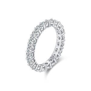 S925 Silver Elegant Full Circle Simulated Diamond Eternity Band Sterling Silver <b>Finger</b> <b>Ring</b> Korean Style Jewelry - Product Image 1