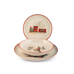 Juego de Vajilla Nórdico Santa Express de 18 Piezas con Temática Navideña - Product Image 1