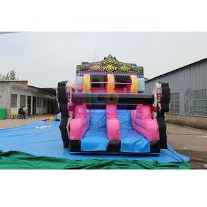 Castillo Inflable con Tobogán, Diseño de Carruaje de Princesa Rosa, con Caballos, para Fiestas de Cumpleaños Infantiles al Aire Libre - Product Image 6