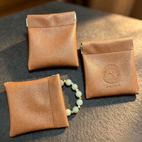 Pochette de rangement de luxe en cuir PU gaufré Talent, rose, réutilisable, étanche, pour cosmétiques et bijoux, avec fermeture à bouton-pression, 10x10cm