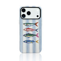 Coque de téléphone personnalisée à double couche robuste avec motif de poisson marin pour iPhone 15 Pro, coque souple et anti-friction