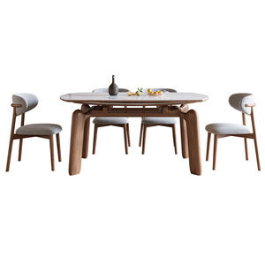 Elegante Tavolo <span class=keywords><strong>da</strong></span> <span class=keywords><strong>Pranzo</strong></span> Ovale Allungabile <span class=keywords><strong>per</strong></span> 6 Persone con Superficie in Marmo e Sedie, Arredamento <span class=keywords><strong>per</strong></span> Soggiorno - Product Image 3