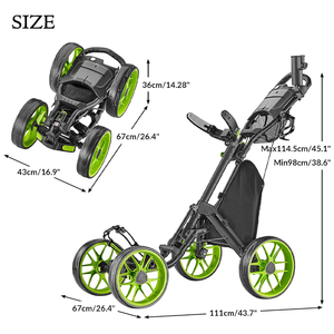 Carrito de Golf Plegable de Diseño Manual con 4 Ruedas y Soporte para Paraguas, Bajo MOQ, AZ03 - Product Image 1