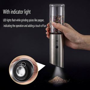 Stainless Steel Rechargeable USB Gravity Automatic Electric Eco-Friendly Dishwasher Safe <b>Spice</b> Mill Himalayan Salt Pepper - Product Image 2