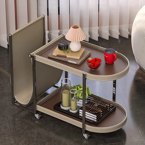 Mesa de comedor móvil de cuero con sillín minimalista italiano para el hogar, sala de estar, balcón, coche, para revistas de café y almacenamiento de alimentos - Product Image 1