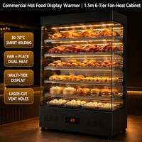 Vitrine chauffante commerciale pour aliments chauds, 6 niveaux, avec ventilateur, double chauffage, thermostat numérique LED, noire