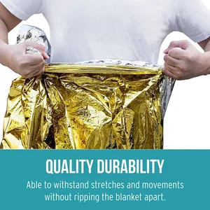 Couverture Thermique Dorée en Gros, Couverture d'Urgence en Mylar Argenté 130*210 pour Voyages en Plein Air et Camping, Logo Personnalisé - Product Image 3