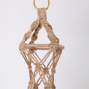 Soporte Colgante para Plantas de 4 Patas, Soporte Natural para Macetas con Decoración de Cuentas de Madera y Anillo de Metal - Product Image 2