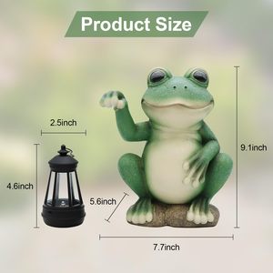 Statue de grenouille à LED solaire avec lanterne ornement de jardin cadeau de vacances pour <span class=keywords><strong>statuette</strong></span> décorative - Product Image 5