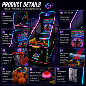 Máquina de Juego de Baloncesto Arcade para Adultos, Operada con Monedas, con Sensor de Movimiento, en Japonés e Inglés, para 1 Jugador - Product Image 4