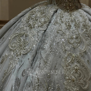 Vestido de Novia de Lujo con Lentejuelas Brillantes y Pedrería, Vestido de Novia con Falda Voluminosa, Vestido de Novia para Catedral Lsjj57 Jancember - Product Image 4