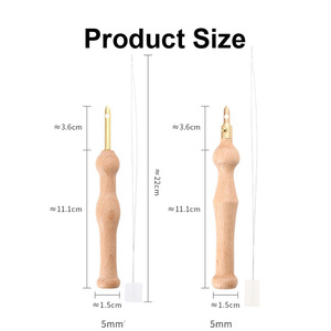 Laine Outil De Couture Manche En <span class=keywords><strong>Bois</strong></span> Épais Broderie Stylo Poinçon Aiguille En <span class=keywords><strong>Bois</strong></span> Poinçon Aiguille Points Crochet Crochet - Product Image 5