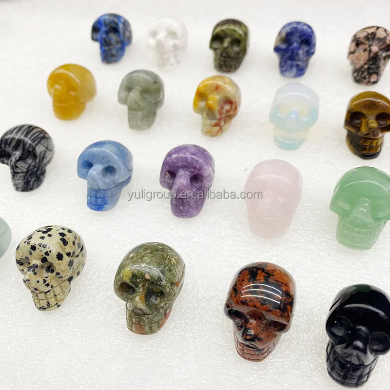 Piedras curativas de cuarzo alien, mini gemas pequeñas y calaveras de cristal, para tallado artesanal, bienestar natural, 1 pulgada, venta al por mayor